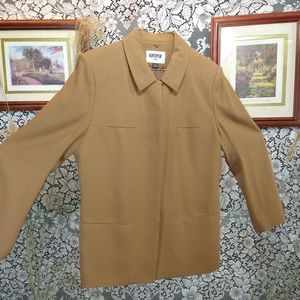 Kasper caramel camel tan jacket rayon fully lined hidden buttons lined vintage